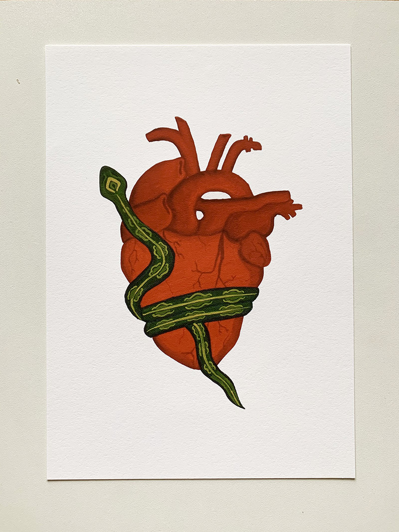 Heart & Snake Print